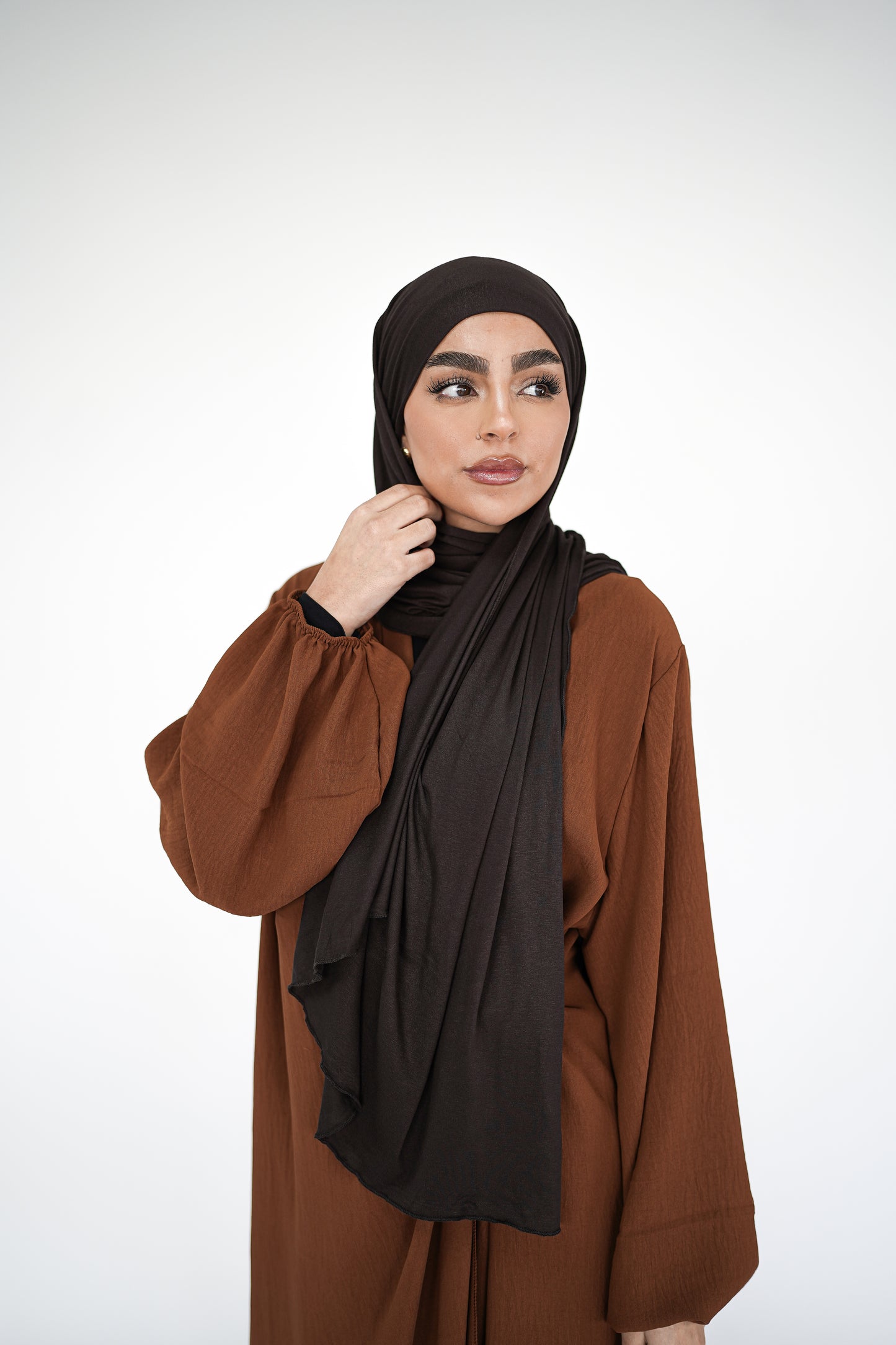 Premium Jersey Schal mit integriertem Bone Braun