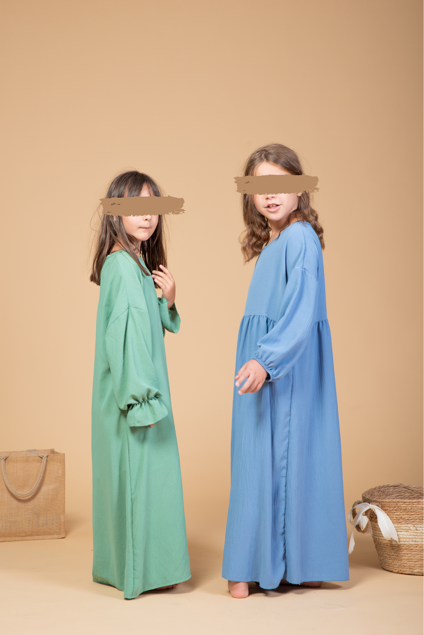 Kinder Khimar Abaya set hellblau
