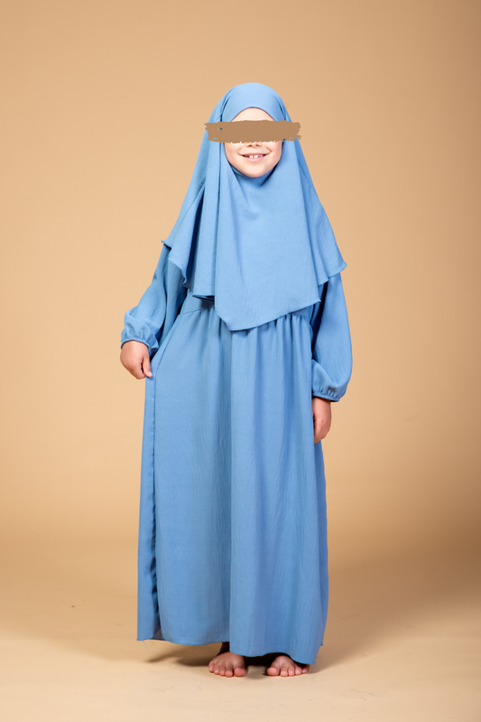 Kinder Khimar Abaya set hellblau