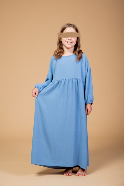 Kinder Khimar Abaya set hellblau